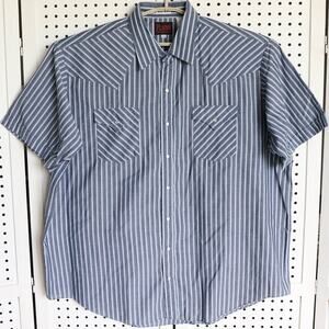 Plains Western Wear Mens SIZE 2X Blue‎ Plaid Big Man Pearl Snap Shirt